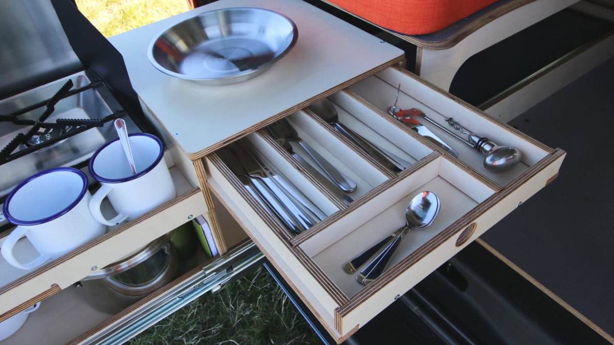 Kitchenette en el camping box Amdro