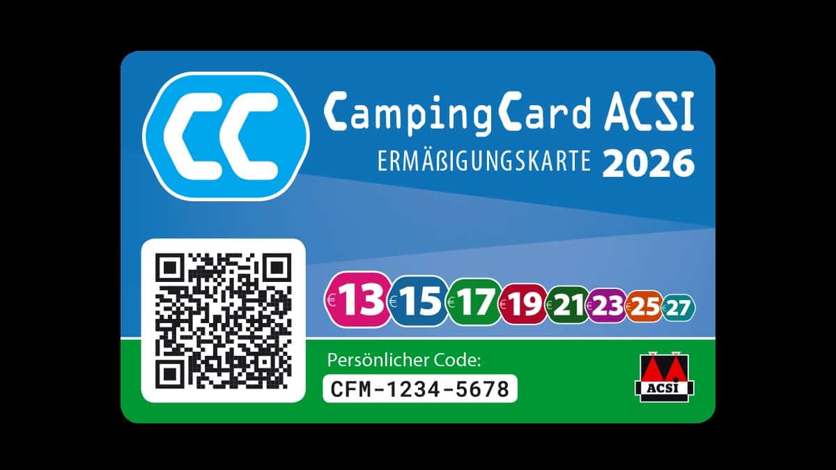 Campingkarte 2026 mit QR-Code und Rabattpreisen für Camper und Vanlife.